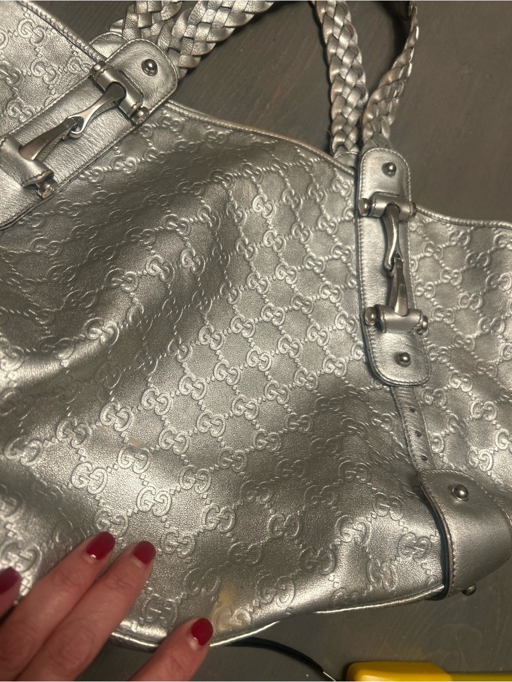 Y2K Large Stunning horse bit embellished monogram embossed leather - Picture 3 of 16